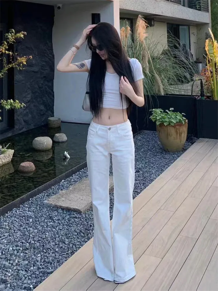 

Extended Length High Waist Wide Leg Micro Flared Denim Jeans Women's Spring Autumn Versatile Drapey American Vibe Floor-Lengt...