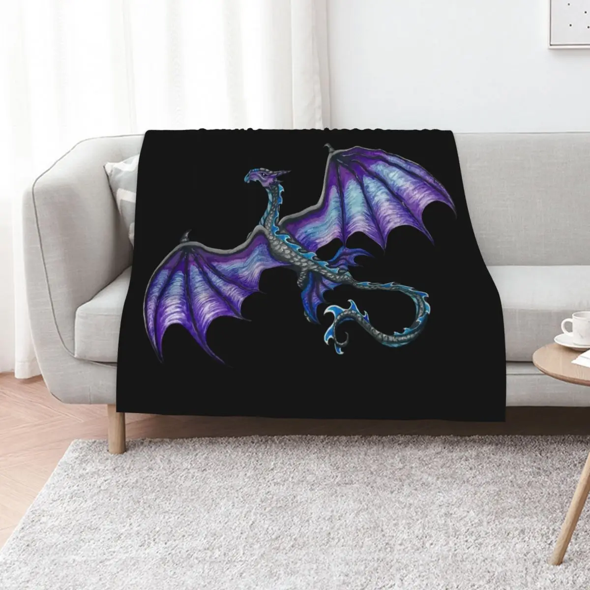 Flying Blue and Purple Dragon Throw Blanket Bed Softest Luxury Brand decorative Decoratives Polar Blankets