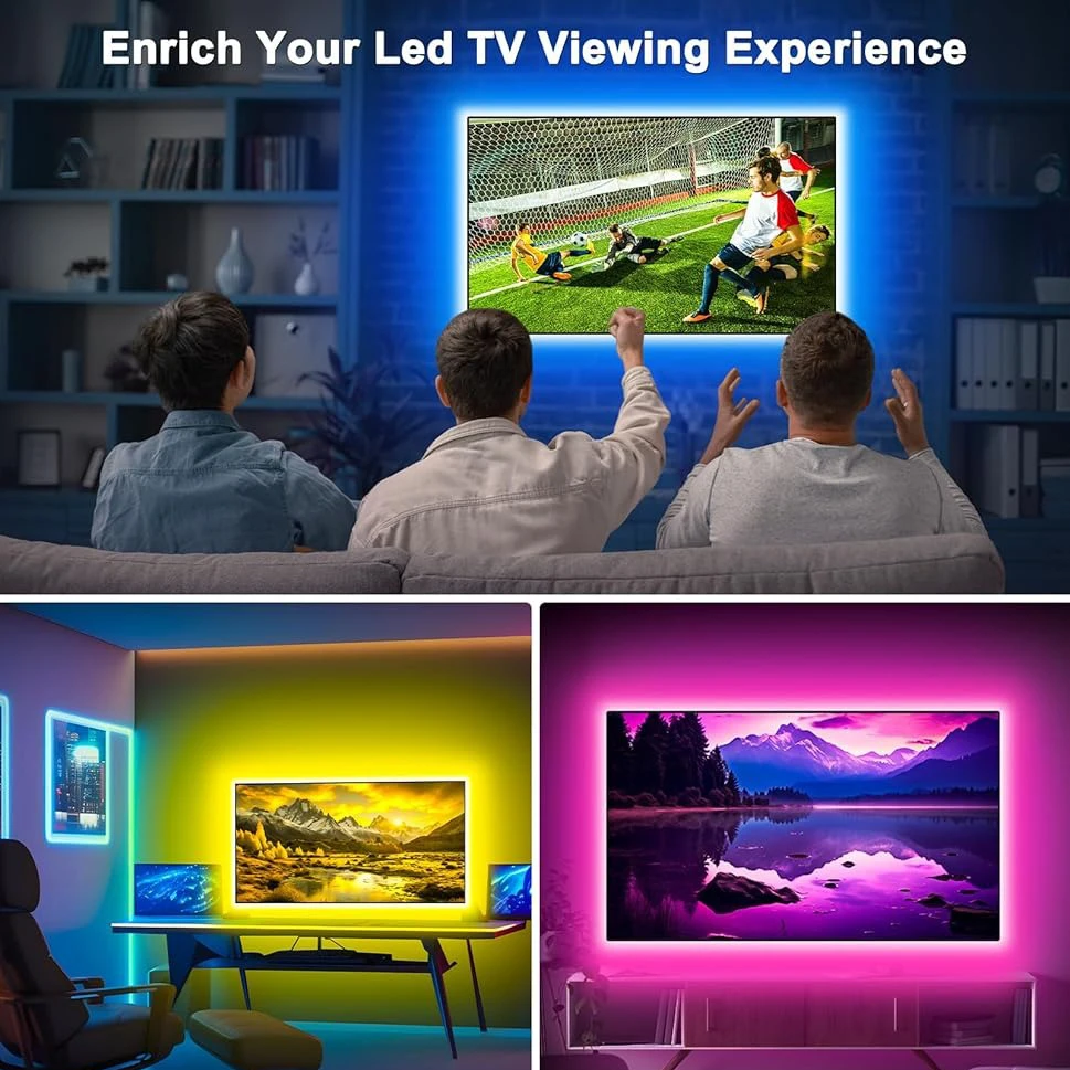 RGB 5050 LED 스트립 조명 리모컨 앱 제어 TV 백라이트 유연 리본 테이프 USB 5V LED 조명 PC 게임방 장식용