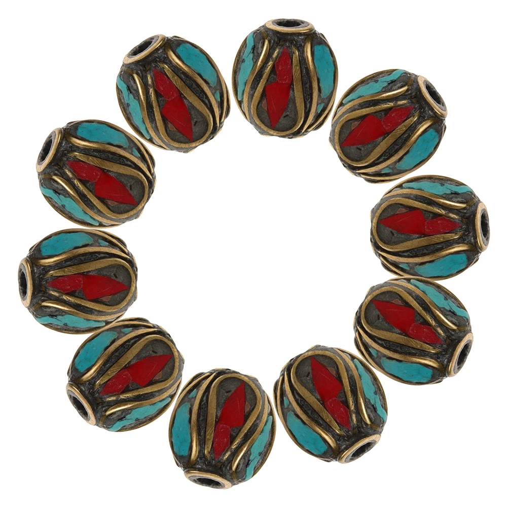 12Pcs Handmade Buddha Beads Tibetan Style Brass Spacer Beads Jewelry Craft Making DIY Supplies Handmade Bead Pendant DIY Bead