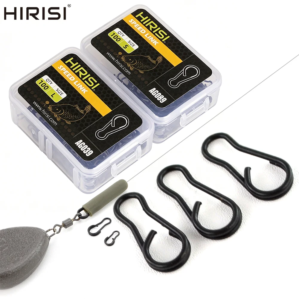 Hirisi 100 Stück Angelclips Schnellverbinder Angelwirbel Schnellwechsel Edelstahl Karpfen Endzubehör AG039