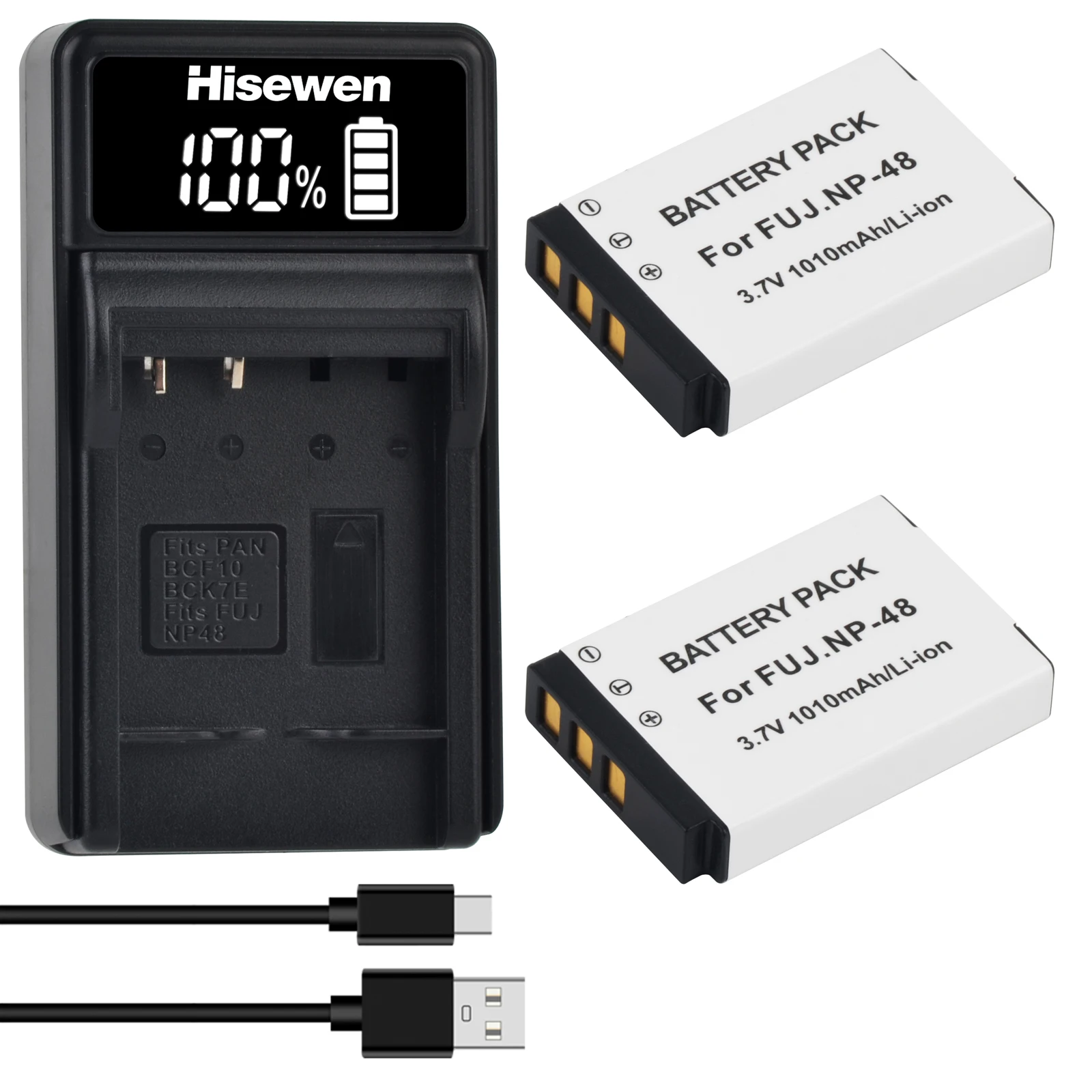 1010mAh NP-48 NP 48 NP48 Rechargeable Li-ion Battery for Fujifilm Fuji XQ1 Fuji XQ2 Camera Battery and Charger with Type C Port