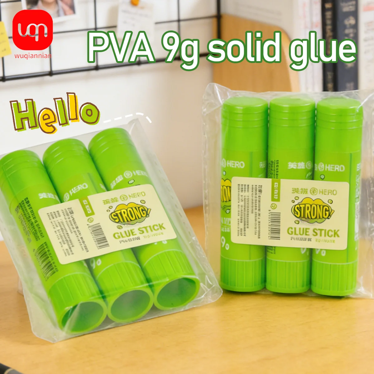 WQN-3/6PCS PVA Solid Glue Sticks, Non-Toxic, Washable, Reusable for DIY Painting and School Stationery Supplies