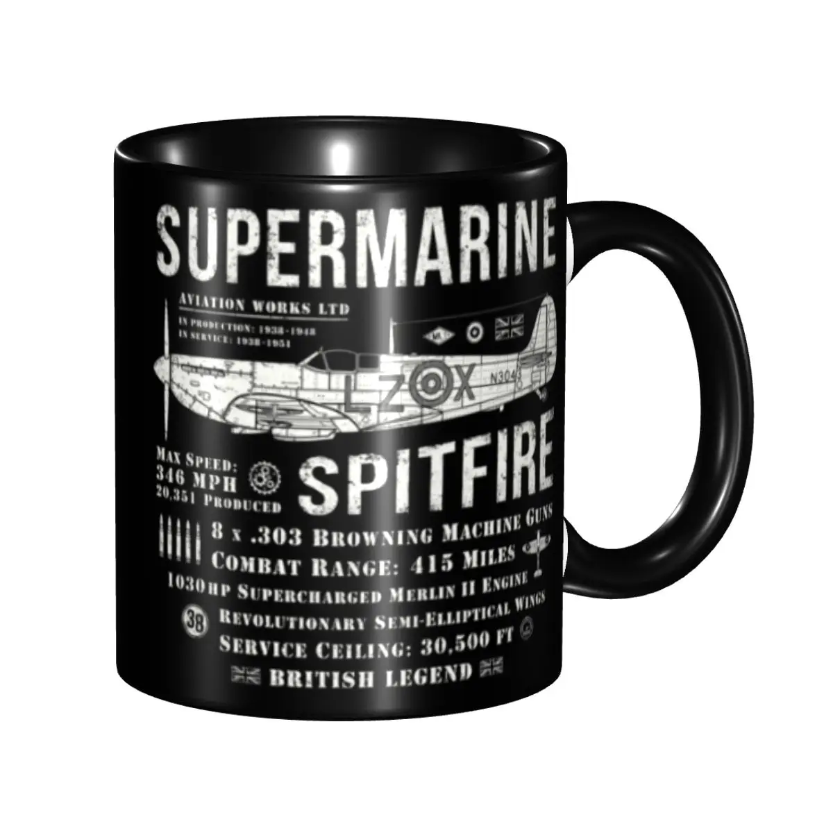 Supermarine Spitfire Coffee Mug DIY Custom Fighter Pilot Aircraft Airplane Plane Ceramic Mug Cup Creative Gift