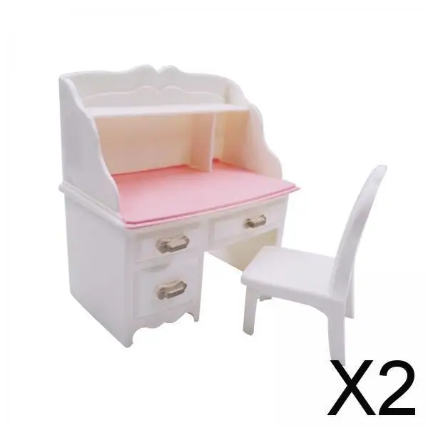 2xDollhouse Miniature Desk Chair for Living Room Decor Set