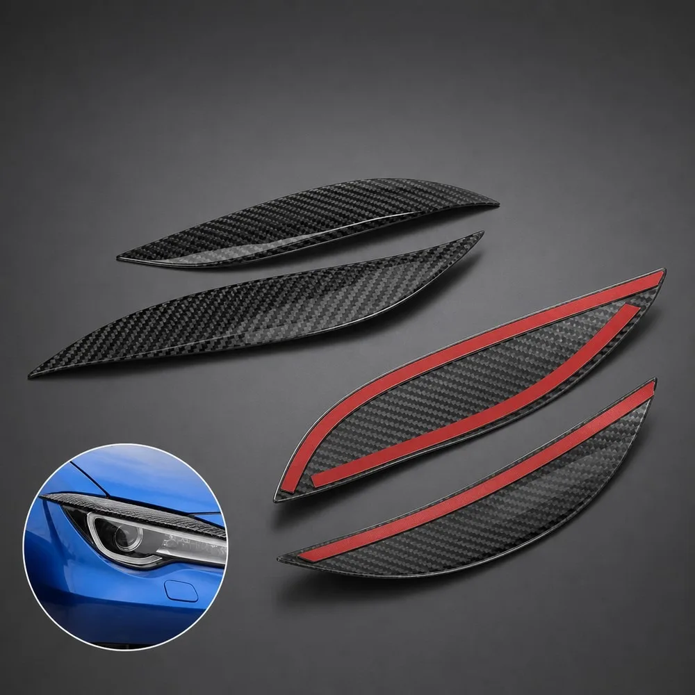 Carbon Fiber Style Headlight Eyebrow Trim Decals for Subaru BRZ for Toyota 86 2016-2020, Black Red Car Exterior