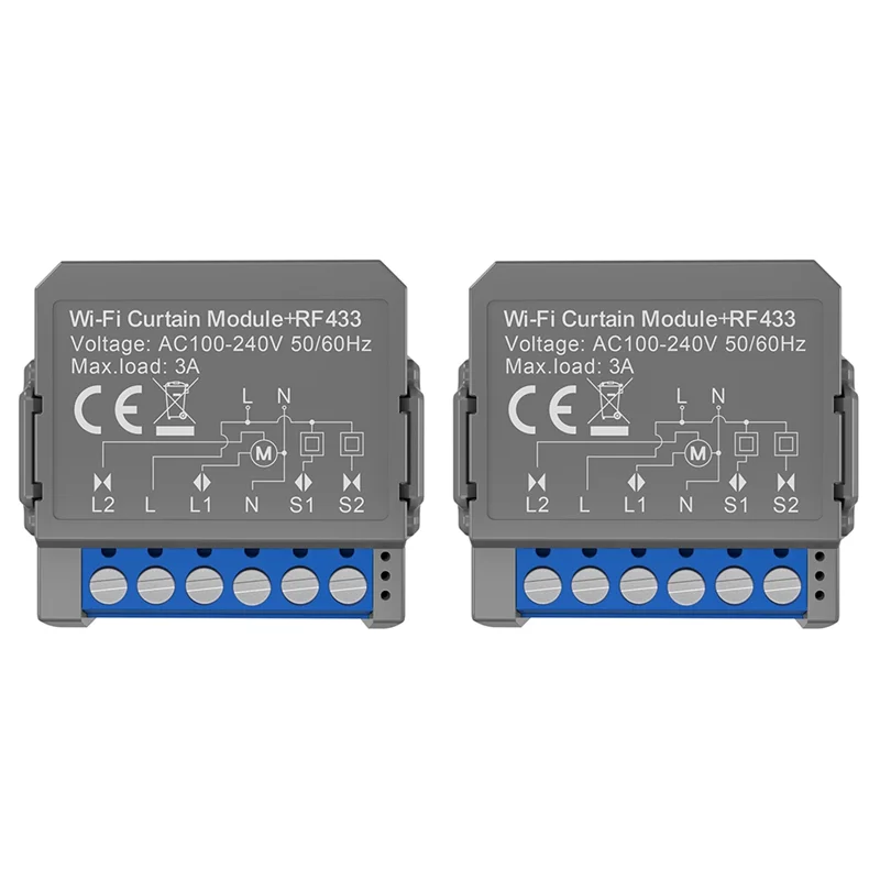 JABS-Tuya – Module de commutation de rideau intelligent Wifi, avec télécommande RF433, pour stores roulants, moteur, fonctionne avec Alexa Home Alice