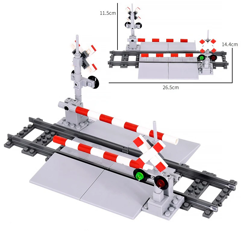 Train Station Bridge Brick Signs Signal Lights Model City Train Tracks Trein Track Rails Straight Curved Railway Building Blocks