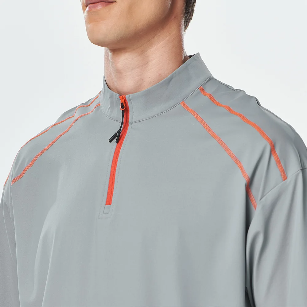Men's Outdoor Sports Quick-Dry T-Shirt Summer Half-Zipper Breathable Loose Fit UV Sun Protection Top