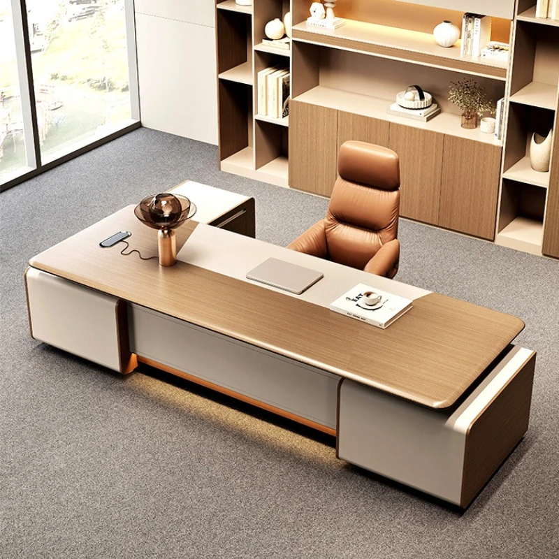 

Light luxury desk, simple modern short cabinet, table and chair combination