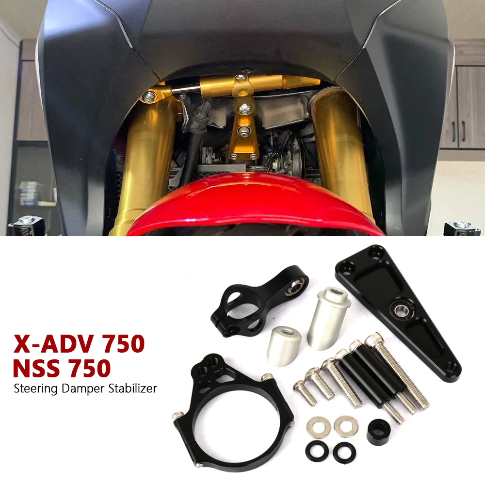 Faser Carbon Lenkungsdämpfer Stabilisator Motorrad Für Honda NSS750 2021- X-ADV750 XADV 750 2017- Halterung Unterstützung Kit