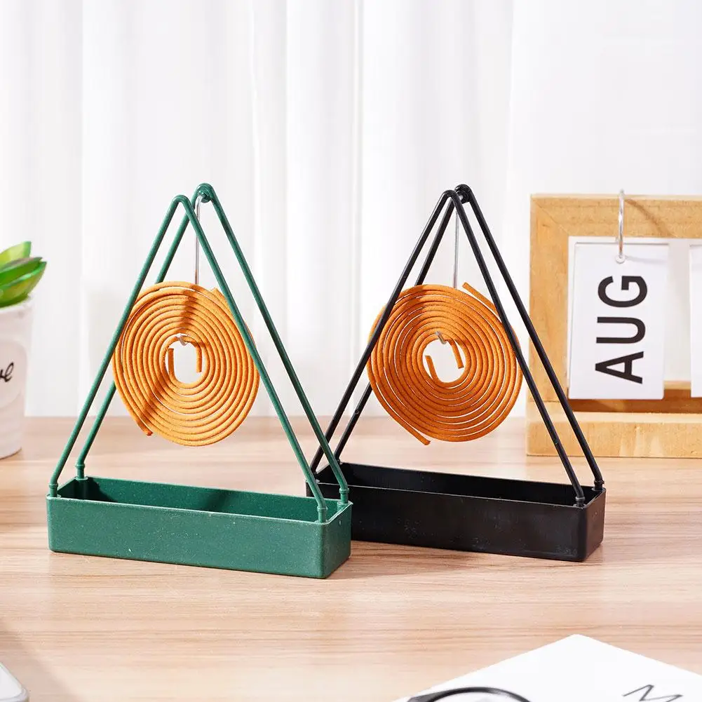 

Mosquito Coil Holder With Tray Wrought Iron Repellent Triangular Rack Mosquito Home Shape Incense Tool Decor X2n1