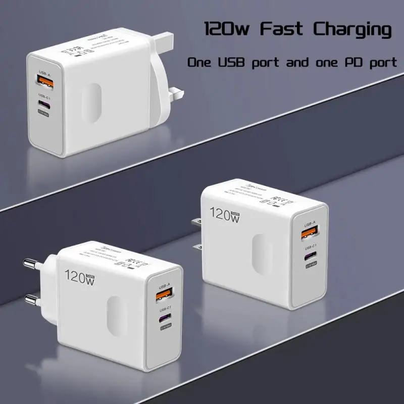 Xiaomi 120W USB Charger Fast Charging QC3.0 USB C Type C Cable Wall Phone Charger Adapter For IPhone Huawei Samsung Quick Charge