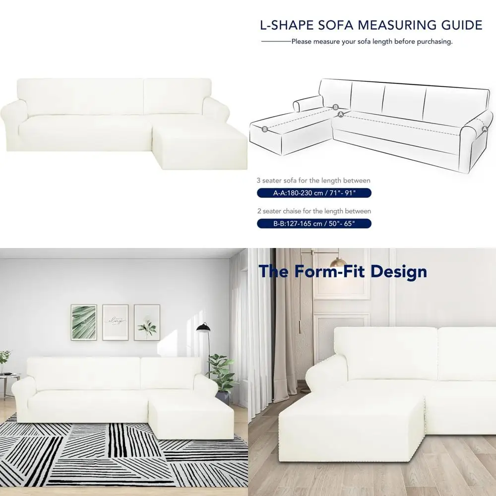 

Чехлы на диваны из эластичного спандекса для секционного дивана L-образной формы, нескользящее эластичное дно, комплект из 2 предметов