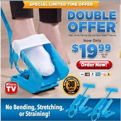 1pc Sock Slider Aid Blue Helper Kit Helps Put Socks On Off No Bending Shoe Horn Suitable For Socks Foot Brace Support