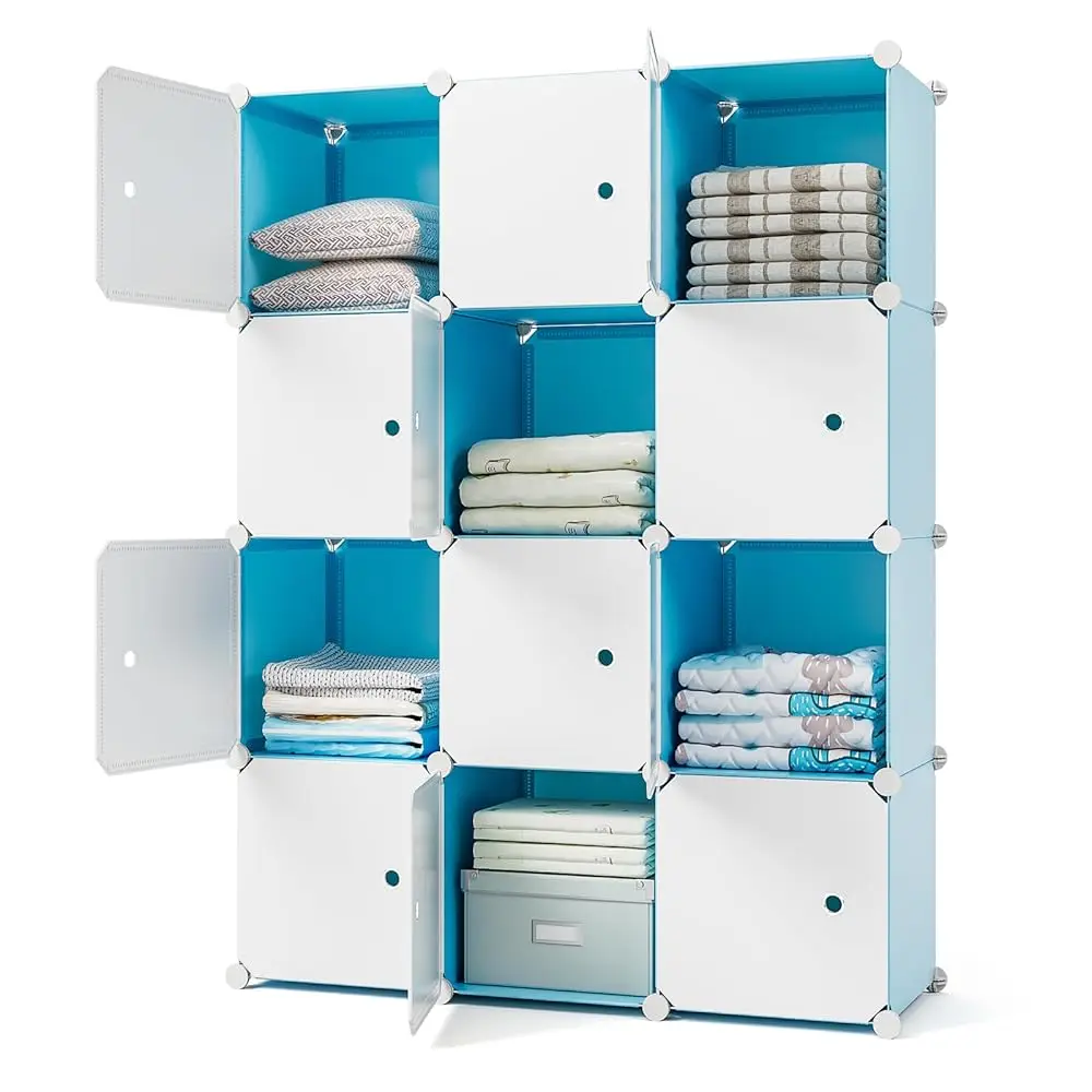 

Closet Organizer, 12-Cube Storage With Doors, Closet Organizers And Storage Shelves, Portable Closet Storage System, Clothes