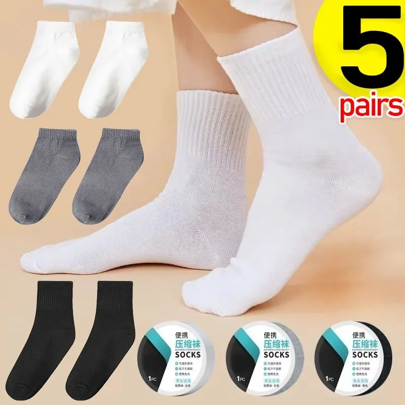 Summer No Wash Compression Socks Breathable Thin Highly Elastic Short Sock Business Trip Travel Portable Compress Middle Hosiery