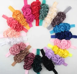 Fashion 1PCS Layered Flower on Elastic Headband Handmade Fabric Flower Kids Headband Cute Baby Girl Hair Accessories