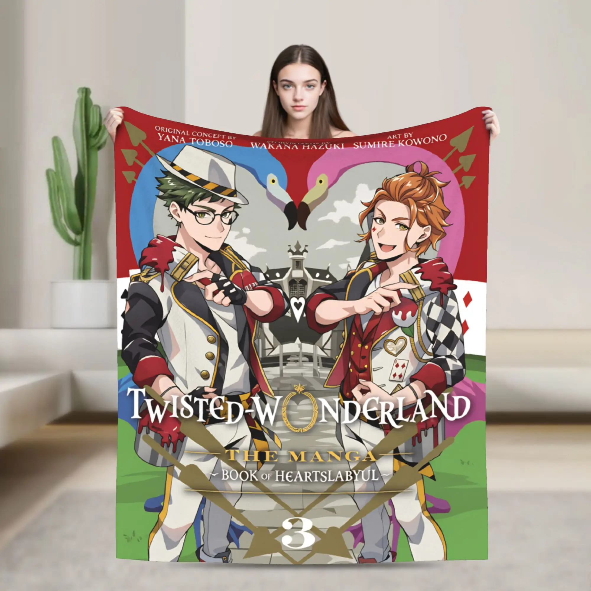 Manta suave y cálida para viaje, oficina, Manga, manta de cómic, colcha de Franela Twisted-Wonderland para dormitorio, funda de sofá cama esponjosa