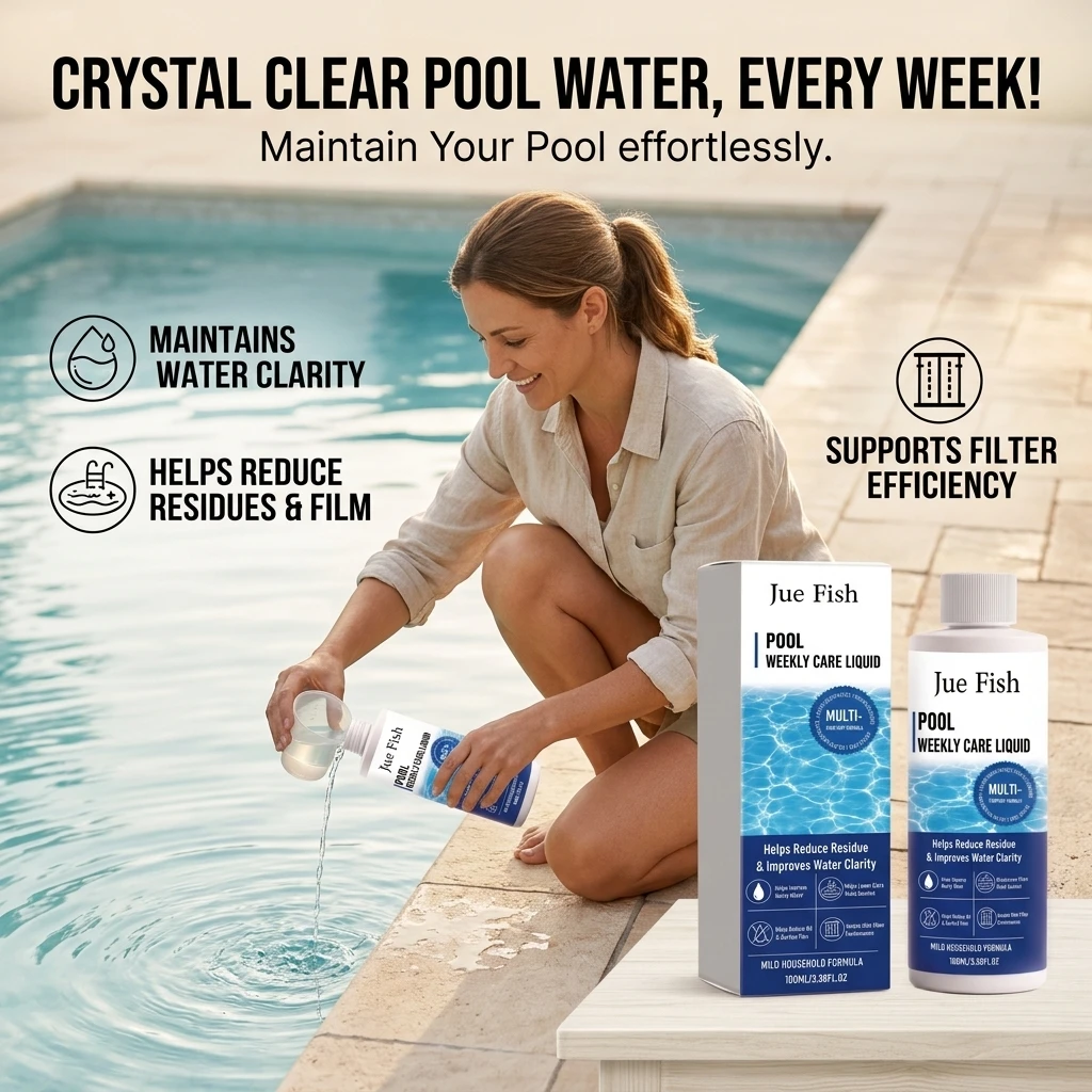 Pool Water Treatment Liquid Reduce Impurities & Cloudiness Improve Water Clarity Gentle Formula Swimming Pool Daily Maintenance