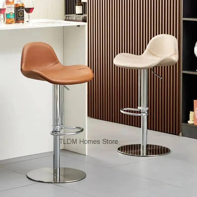 Chaise de bar haute en métal, réglable en hauteur, pivotante, avec dossier moderne, de luxe, pour îlot de cuisine, comptoir, mobilier de cuisine et d'hôtel