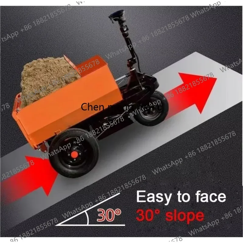 z189 Electric Construction Wheelbarrow  Motorized Site Dumper & Mortar Mix Transport Trike for Building Material Hauling