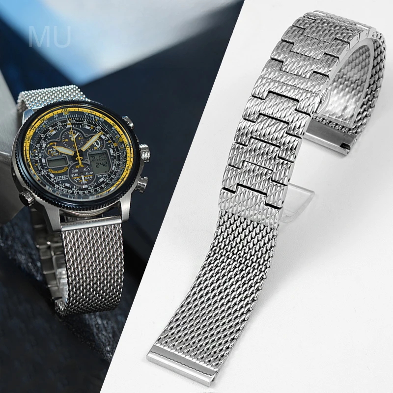 For Citizen Blue Angel Solid Stainless Steel Original Watchbands 22 23mm Men's JY8030-83E CB5840 CB5841 Watch Accessories