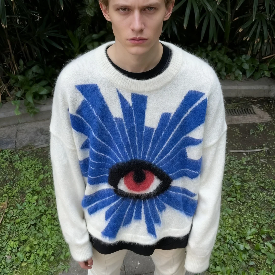 

Осенне-зимний вязаный свитер, мужской свободный топ