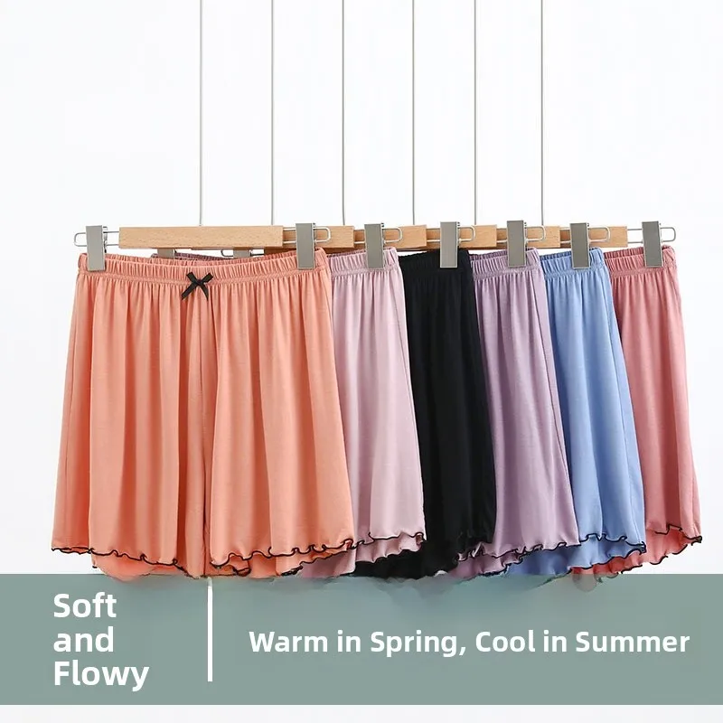 

plus Size Knot Modal Shorts Women's Comfortable Casual Home Pants Wide Leg Pants Elastic Fiber Ladies Trousers