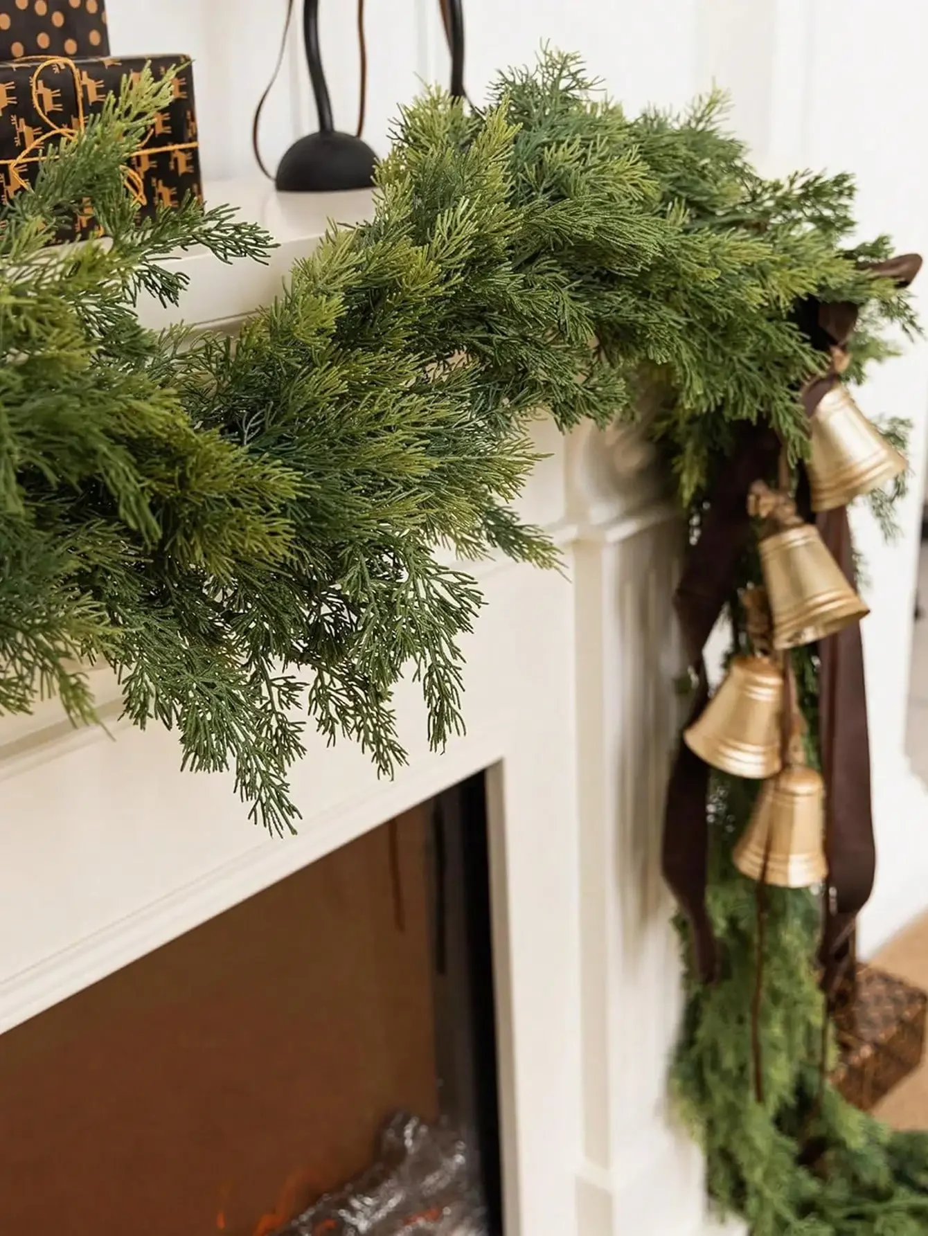 1.8 متر الاصطناعي نورفولك أكاليل الصنوبر ريال اللمس الشتاء الصنوبر الأخضر جارلاند الجدول عباءة جدار داخلي في الهواء الطلق عيد الميلاد الديكور