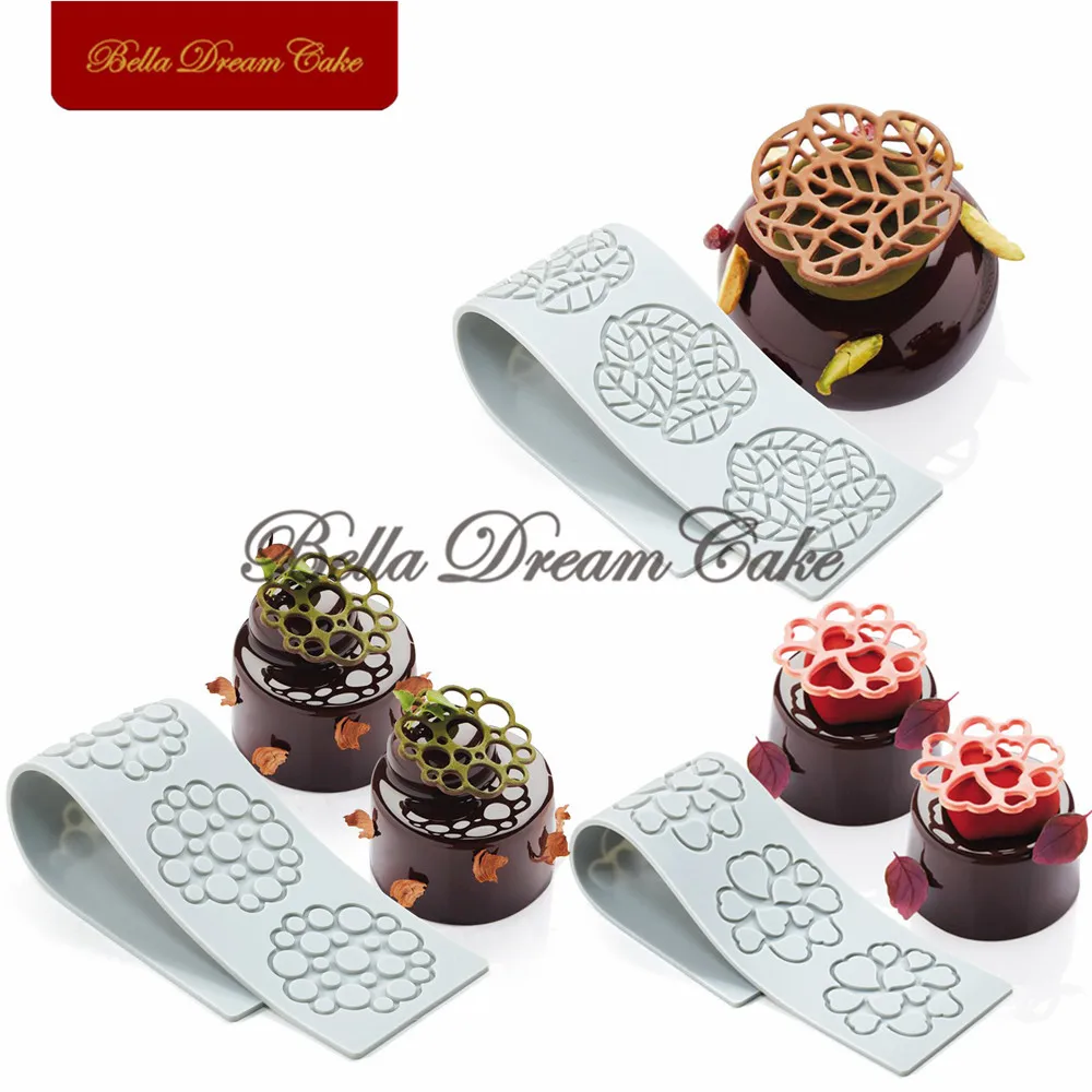 

Heart/Leaf/Ring Sugarcraft Lace Mat DIY Fondant Chocolate Mold for Molecular Cuisine Silicone Pad Cake Decorating Tools Bakeware