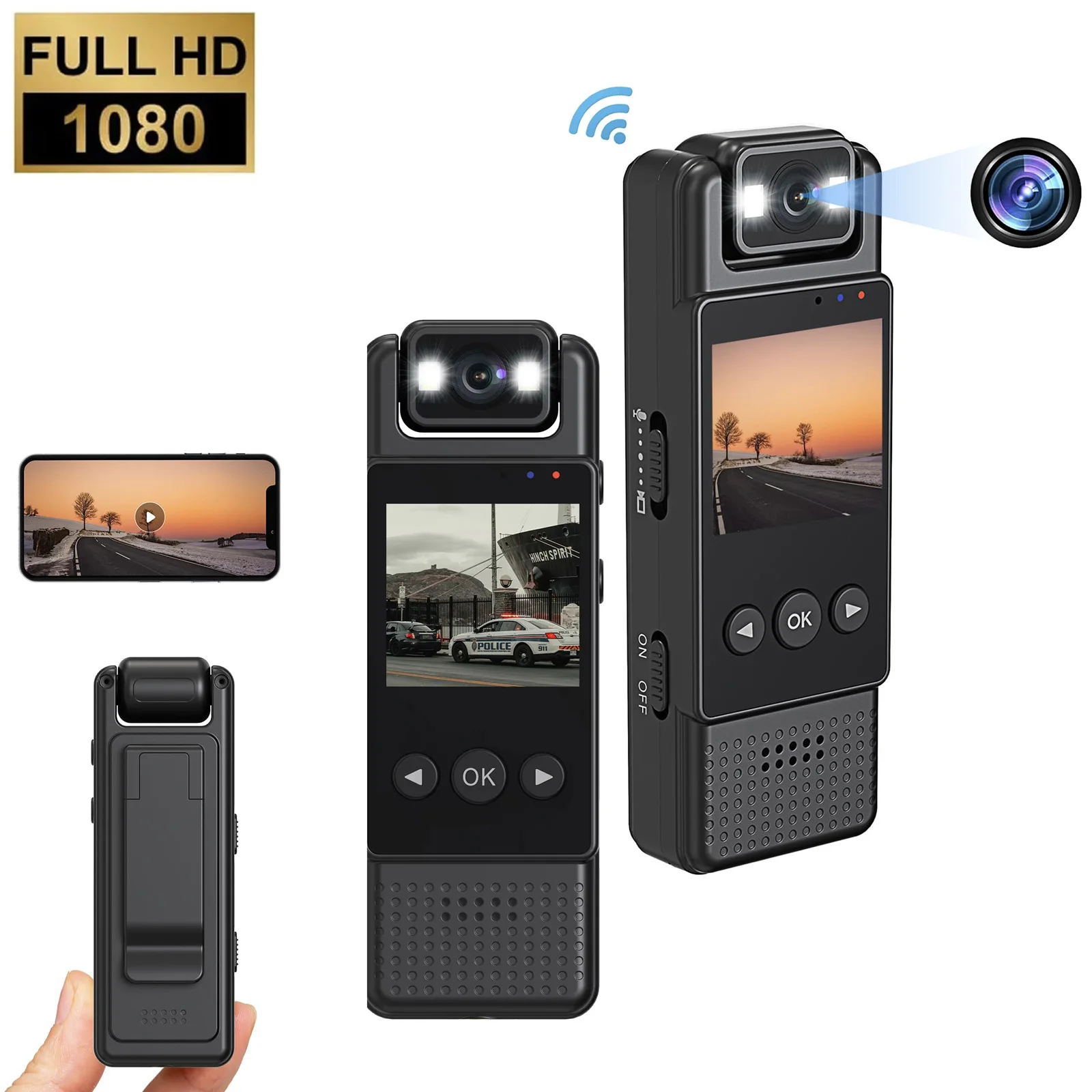 

1080P HD Body Camera with 1.3Inch Screen Wifi Mini Camera Outdoor Sports DV Portable Digital Video Recorder Police Small BodyCam