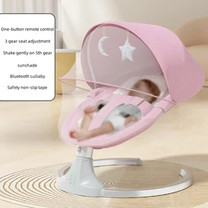 كرسي هزاز كهربائي للأطفال ، كرسي نوم ، سرير للأطفال حديثي الولادة ، هاتف محمول ، موسيقى بلوتوث ، تشا مهدئة ، 6-18 شهرا أفضل 12 مبيعا لأسرة أطفال من جديد - رقم 7
