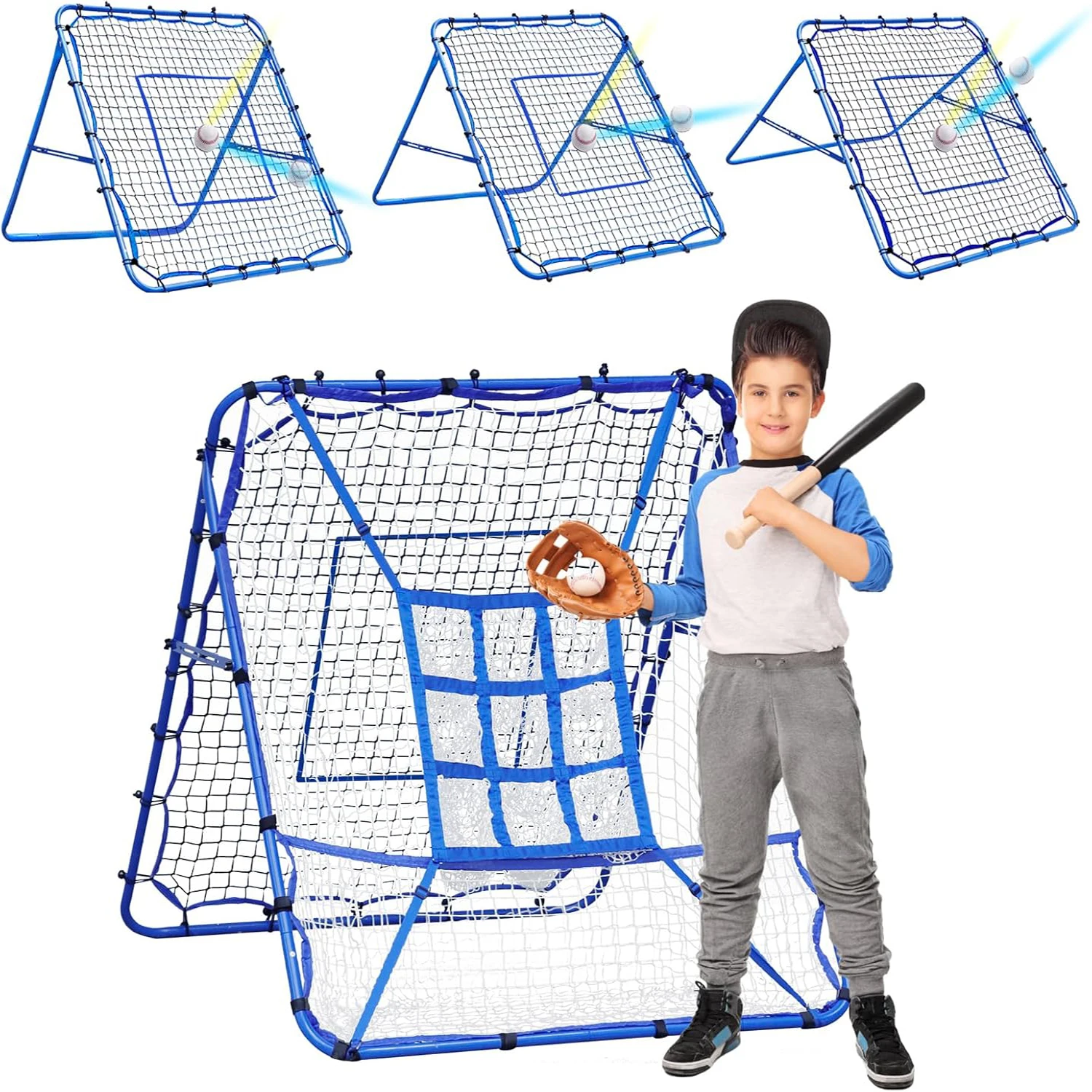 

Сетка для отработки ударов в бейсболе, регулируемые углы, тренажер для питчинга и отработки ударов, УФ-стойкая сетка для отработки ударов, тренажер для бейсбола и софтбола