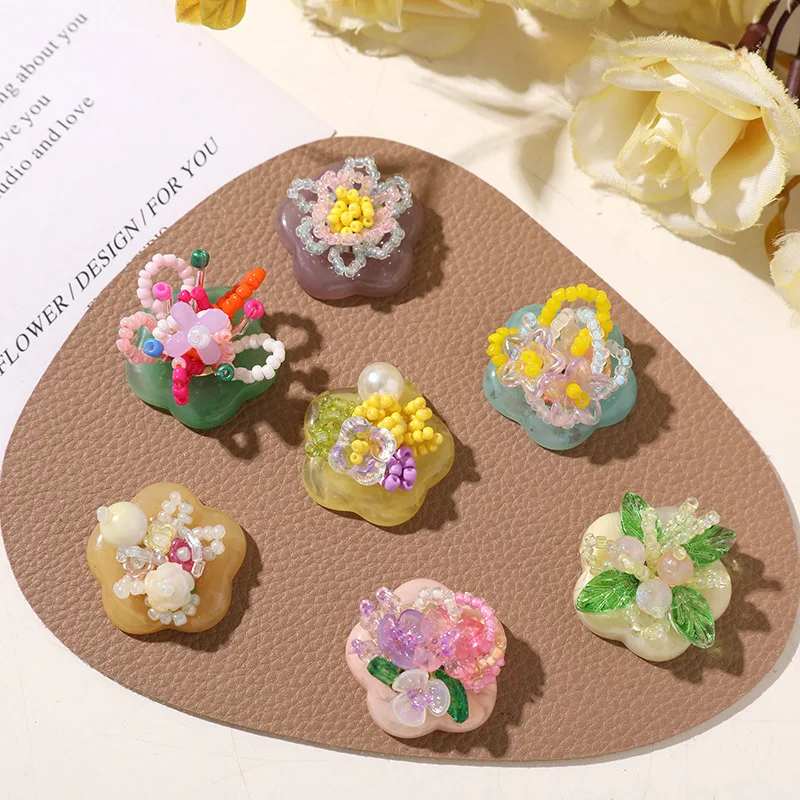 Shoe Charms Beaded Flower Seed Bead Cluster Spring Fresh 1 Piece DIY Clips for Clogs Sandals Summer Vacation Lightweight