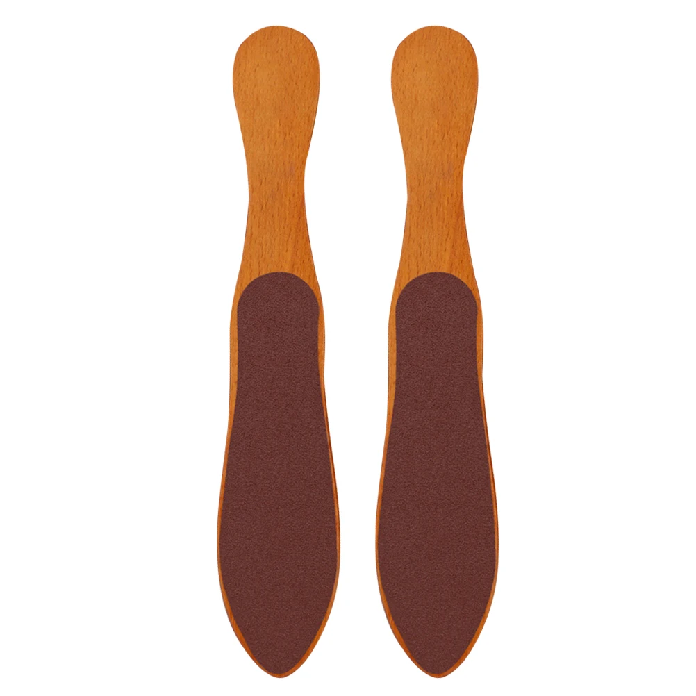 

2 Pcs Wood Callus Remover Foot Care Tool Pedicure Brush Hard Skin Grinder Double Sided Foot Scrubber For Professional Use Nail