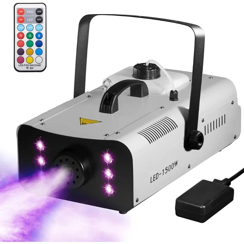 Watt with 6 LED Lights and Wireless Remote, Professional Stage Smoke Machine for DJ Halloween Parties Wedding Christmas