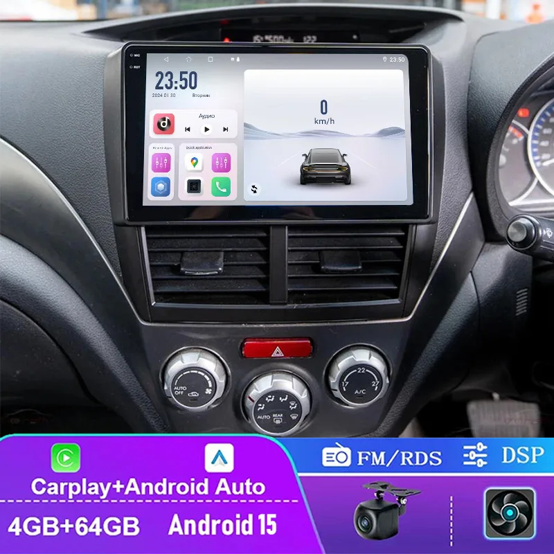 

9" 4+64GB Car Radio For Subaru Forester 2008-2012 Wireless CarPlay Android 15 Auto Touchscreen Steering Wheel Control