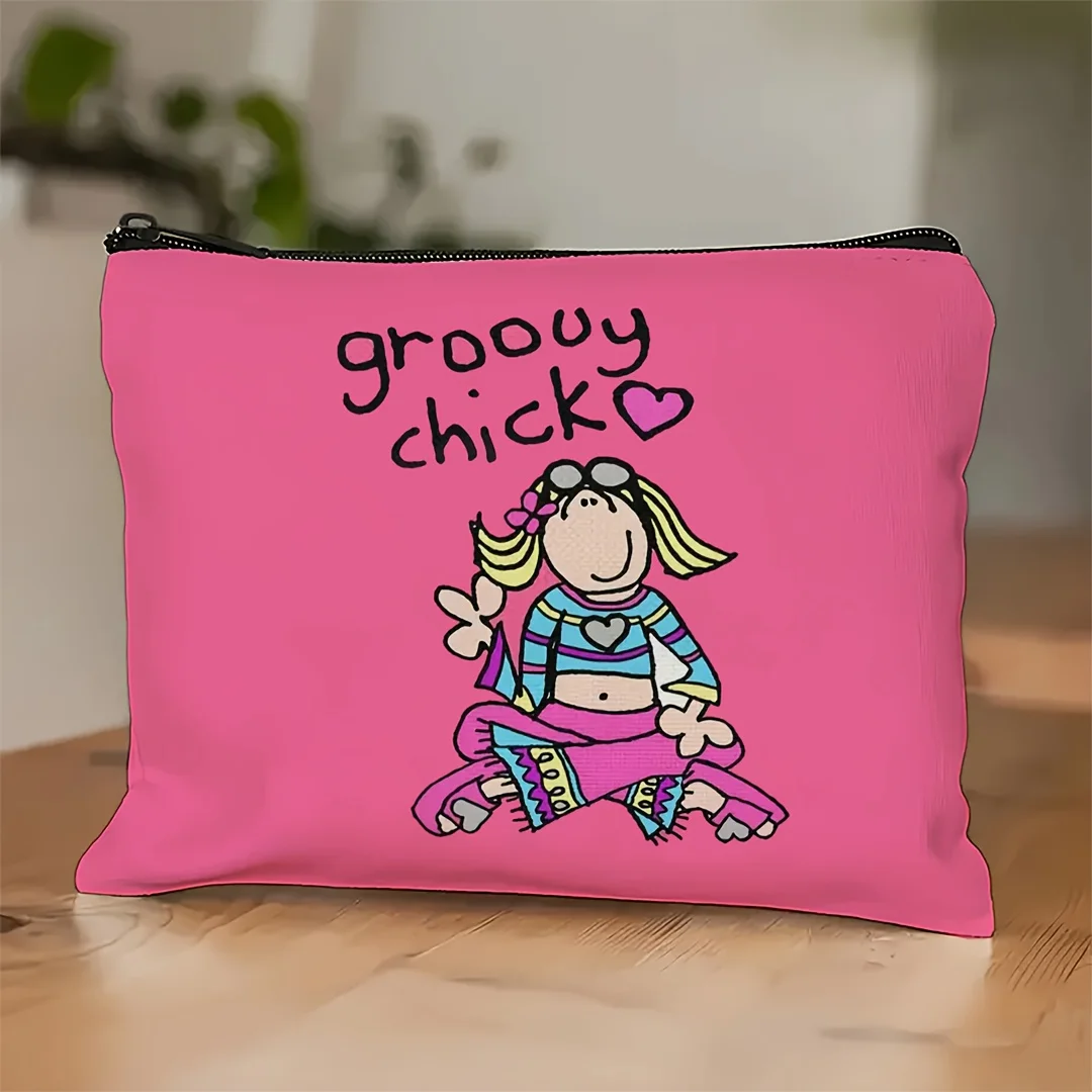 

A Lively Cartoon Character Makeup Bag- Multifunctional Zipper Pouch, Jewelry Storage Bag, Perfect Travel Zipper Small Storage Ba