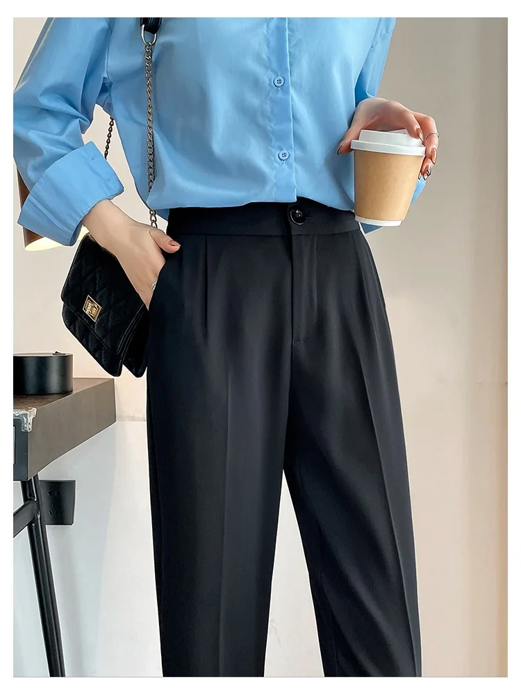 Women Suits Pants Spring Casual Formal High Waist Women Pants Y2K Korean Fashion Office Ladies Elegant Black Pencil Trousers