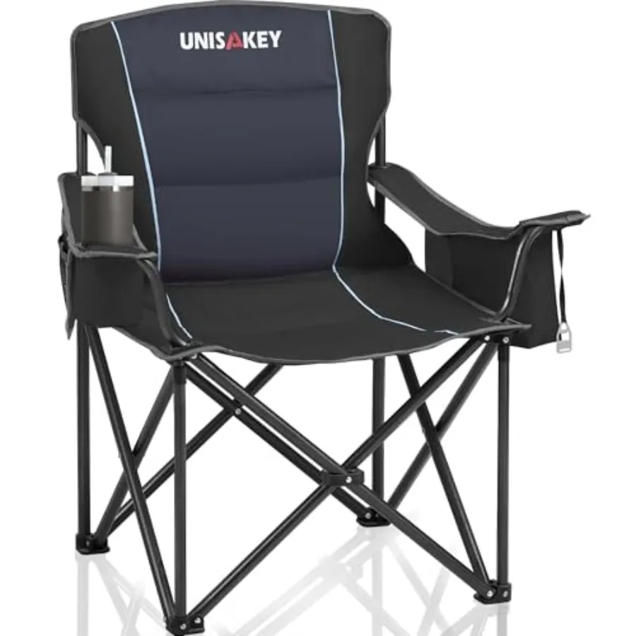

Складное кресло для кемпинга увеличенного размера для взрослых - выдерживает нагрузку до 450 фунтов - прочное портативное кресло для отдыха на природе с боковым карманом и держателем для стакана