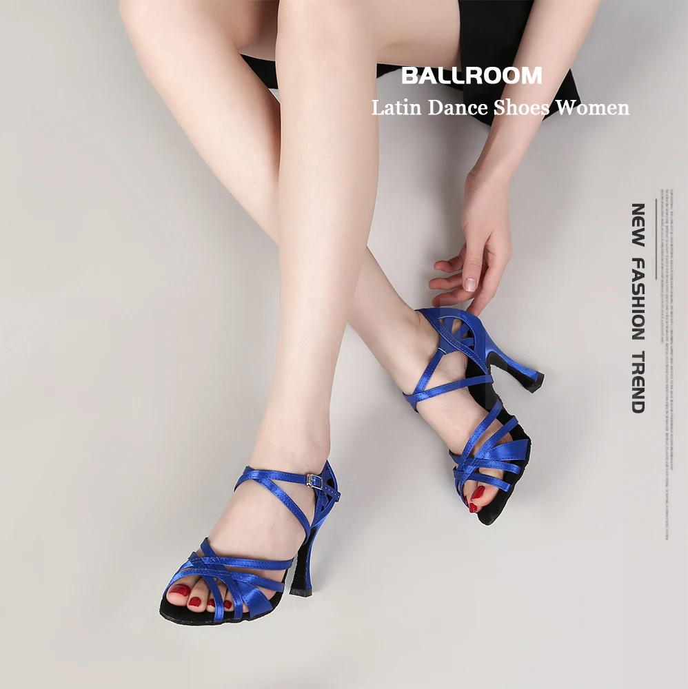CINMIDY Seiden-Satin Tanzschuhe Ballroom High Heel Tanzschuhe für Mädchen und Frauen Latein Tanzschuhe Indoor Weiche Sohle Partyschuhe – Detail 1