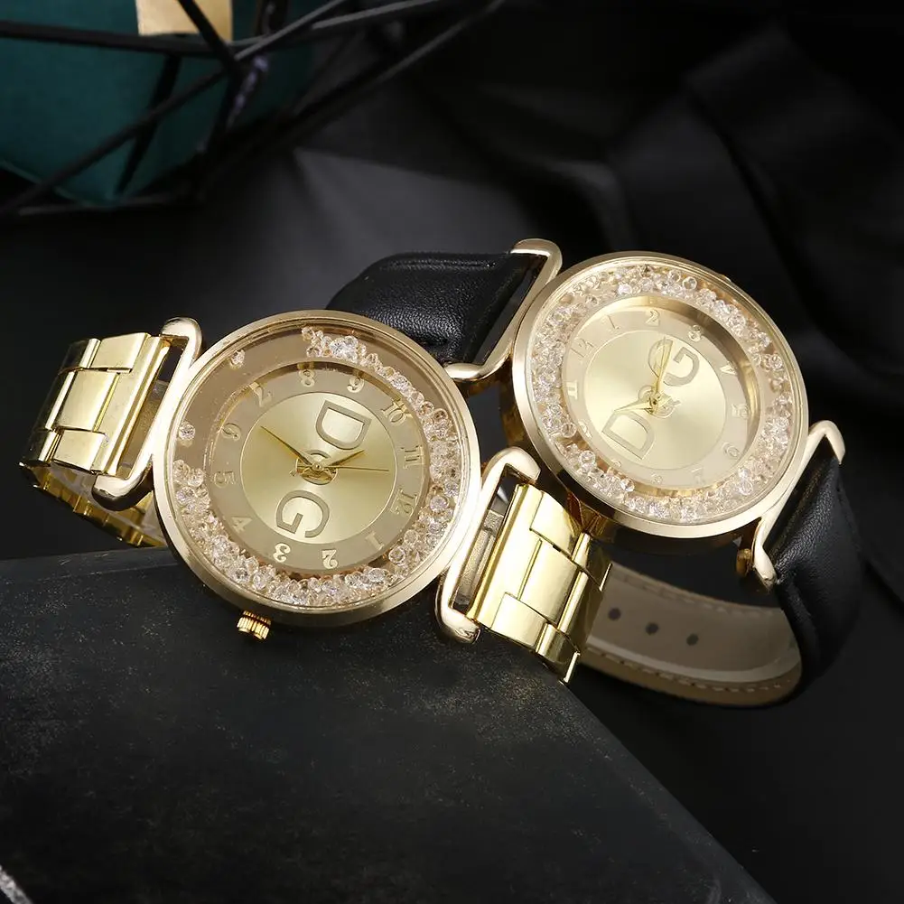 Quicksand Rhinestones Gold Stainless Steel Watches Qualities Women Luxury Fashion Diamond Quartz Watch Casual Ladies Wristwatch