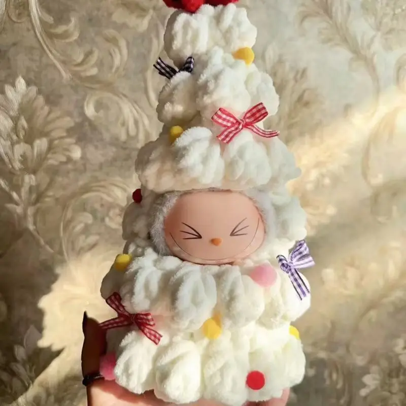 Material Package Knitted Crochet Christmas Tree Doll Clothes For Mini 10cm Doll Hand Woven Diy Material Ornament Decorative Gift