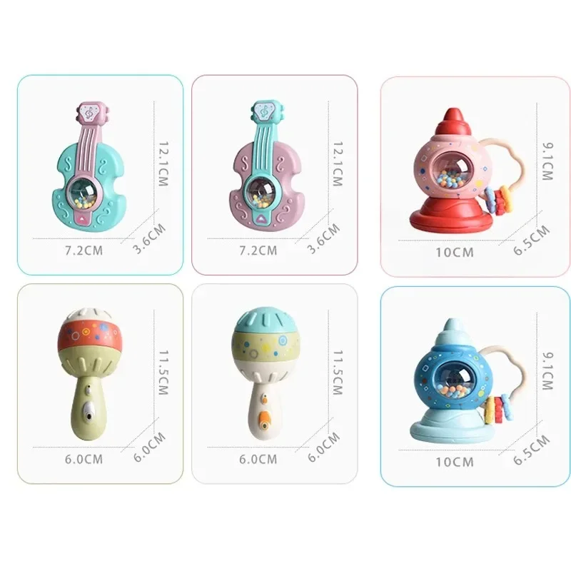 Newborn Baby Rattles Grab Ability Training Toys Chews Food Grade Silicone Teethers Soft Rubber Stroller Bed Hanging Bell Kid Toy