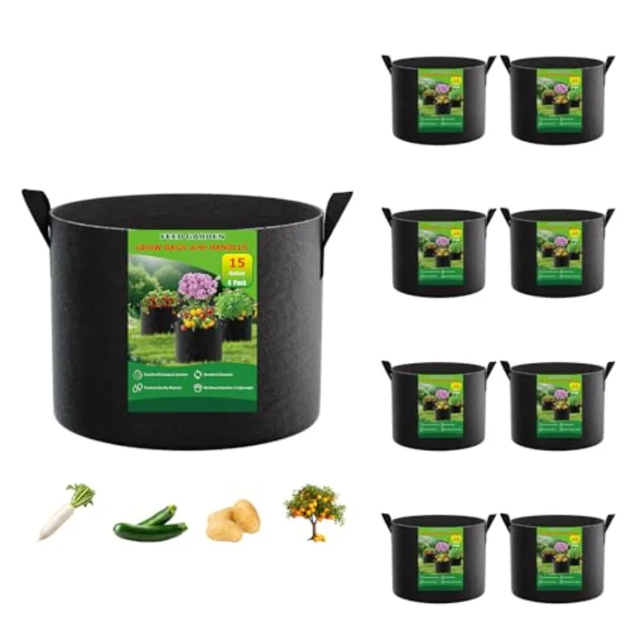 

1 Grow Bags Pack Heavy Duty 300G Thick Fabric Plant Pots with Reinforced Handles, Breathable Drainage Planters for Tomatoes, Po
