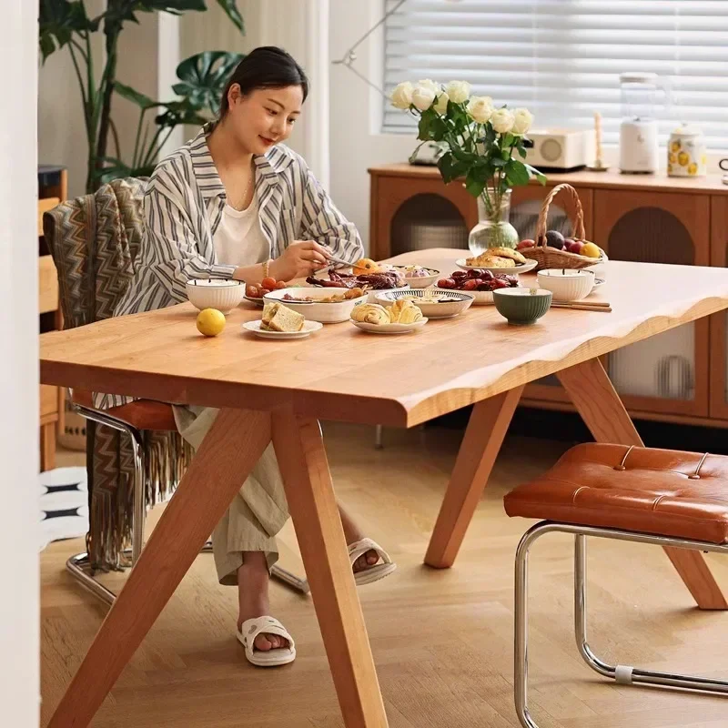 Solid wood whale large board table Household rectangular dining table Japanese workbench Living room tea table