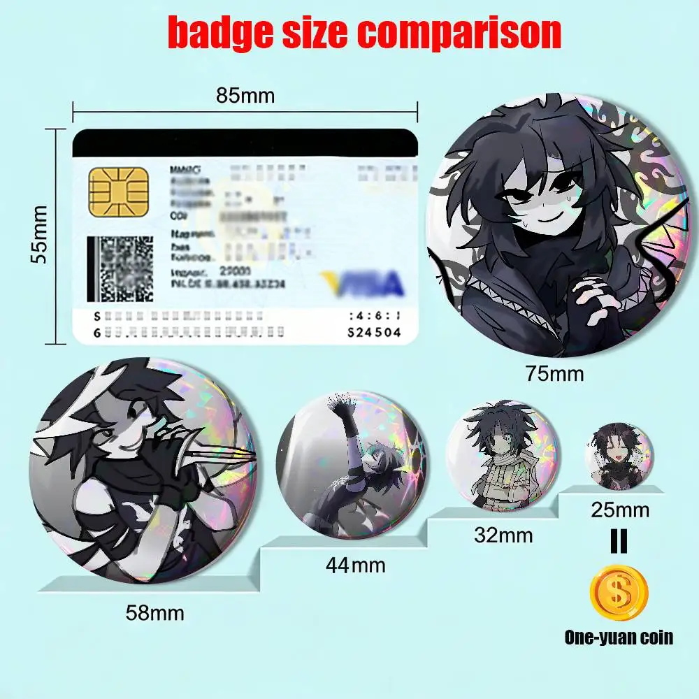 game TwoTime High  Forsaken Reflective Pin Tinplate Round Brooch Cartoon Cosplay Badges for Bag Hat Toys Gifts