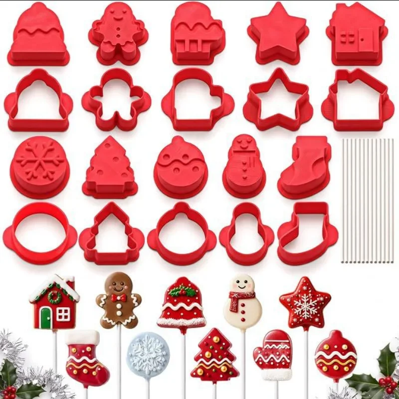 10pcs Christmas Cookie Cutter Fondant Cake Biscuit Cutter Stamp Mold 3D Cake Decorating Tools Baking Moulds For Party Favors DIY