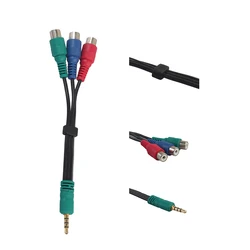 3.5mm Video Cable 4-pole AUX Male to Component YPbPr 3 RCA Female Adapter Green Blue Red 3-RCA External Line For Samsung TV PC